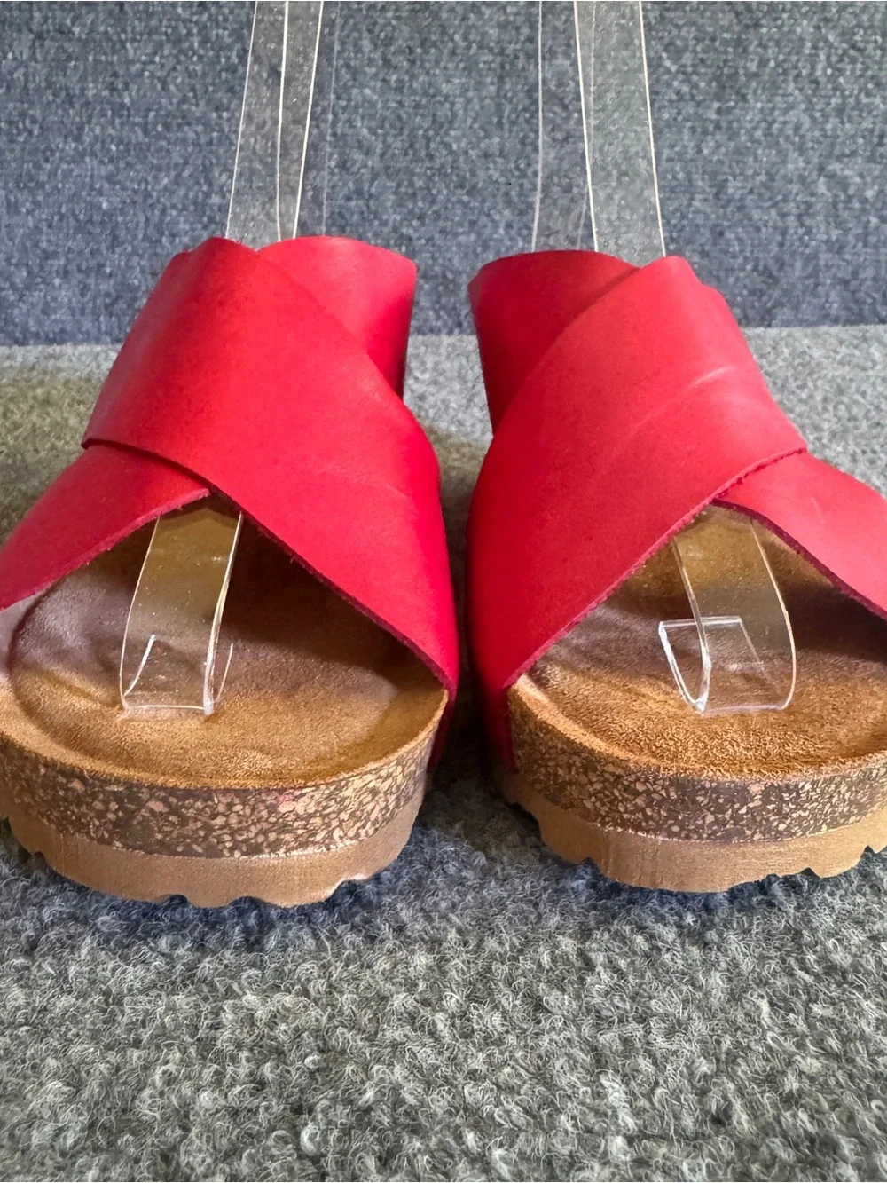 Yokono Red Leather Wedge Sandals 9 Boho Criss Cross Platform Slides Spain